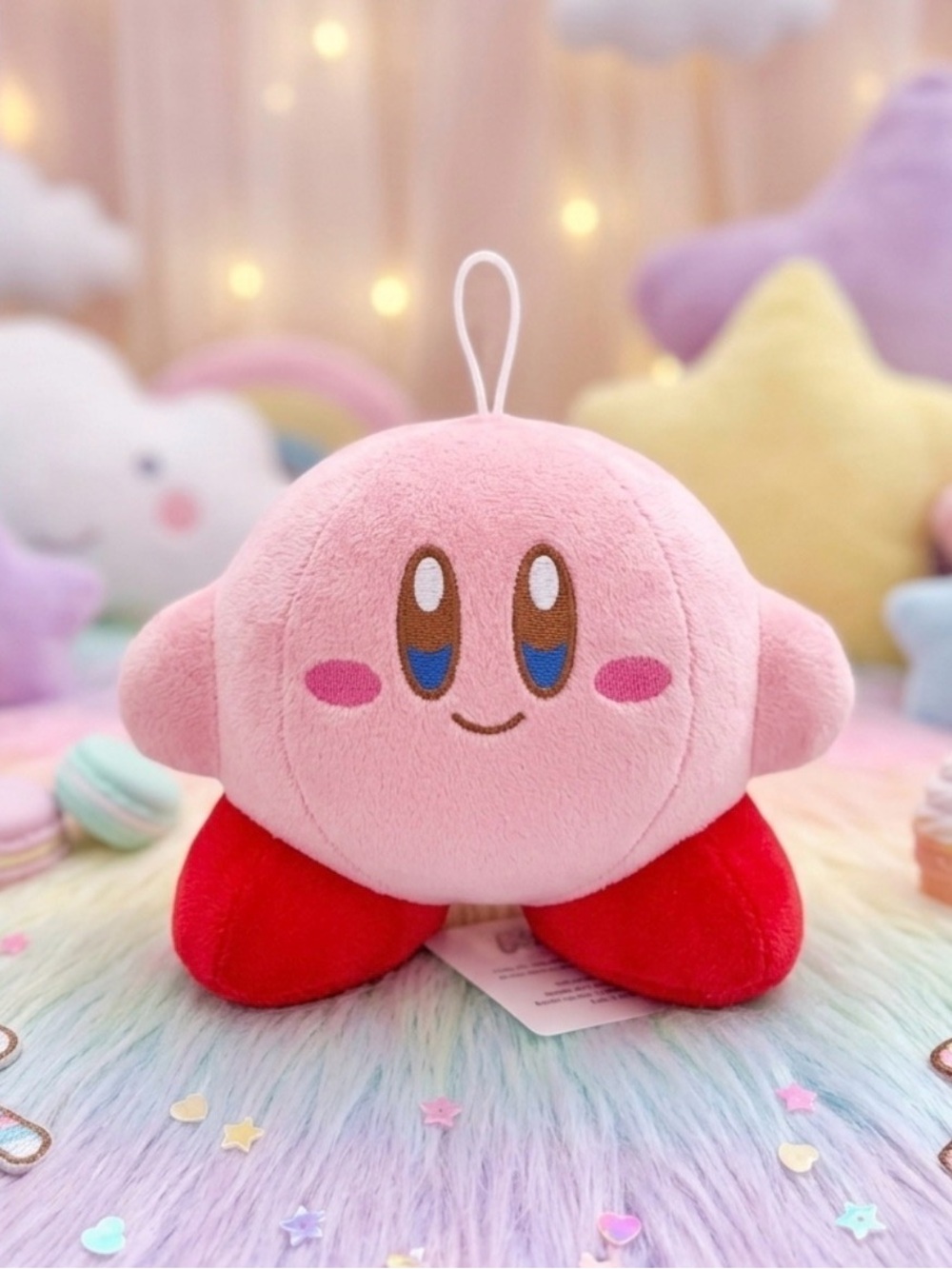 Kirby Plush Toy - Pink Soft Stuffie with a Loop to Attach